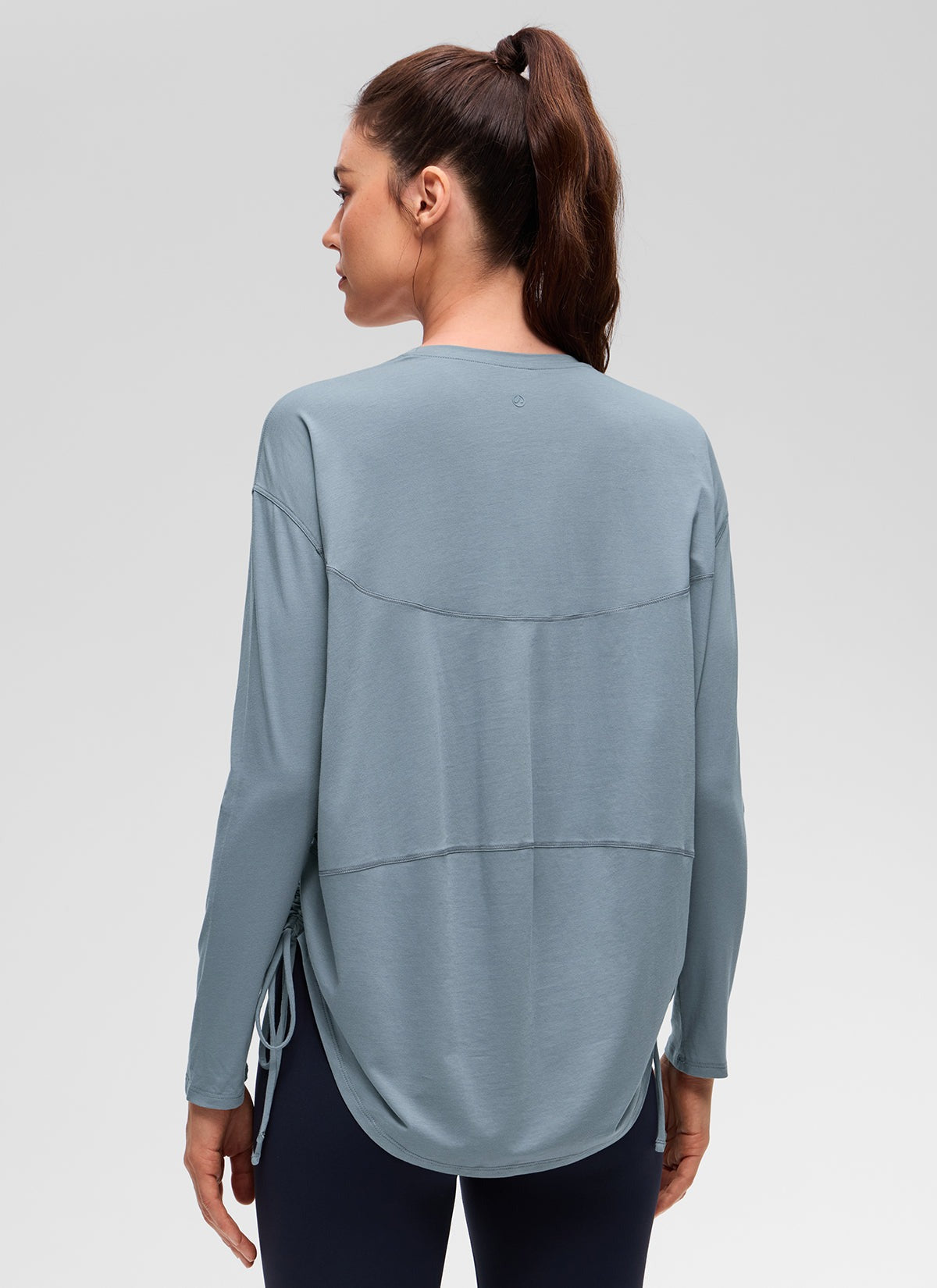 Pima Cotton Hip Length Ruched Long Sleeve