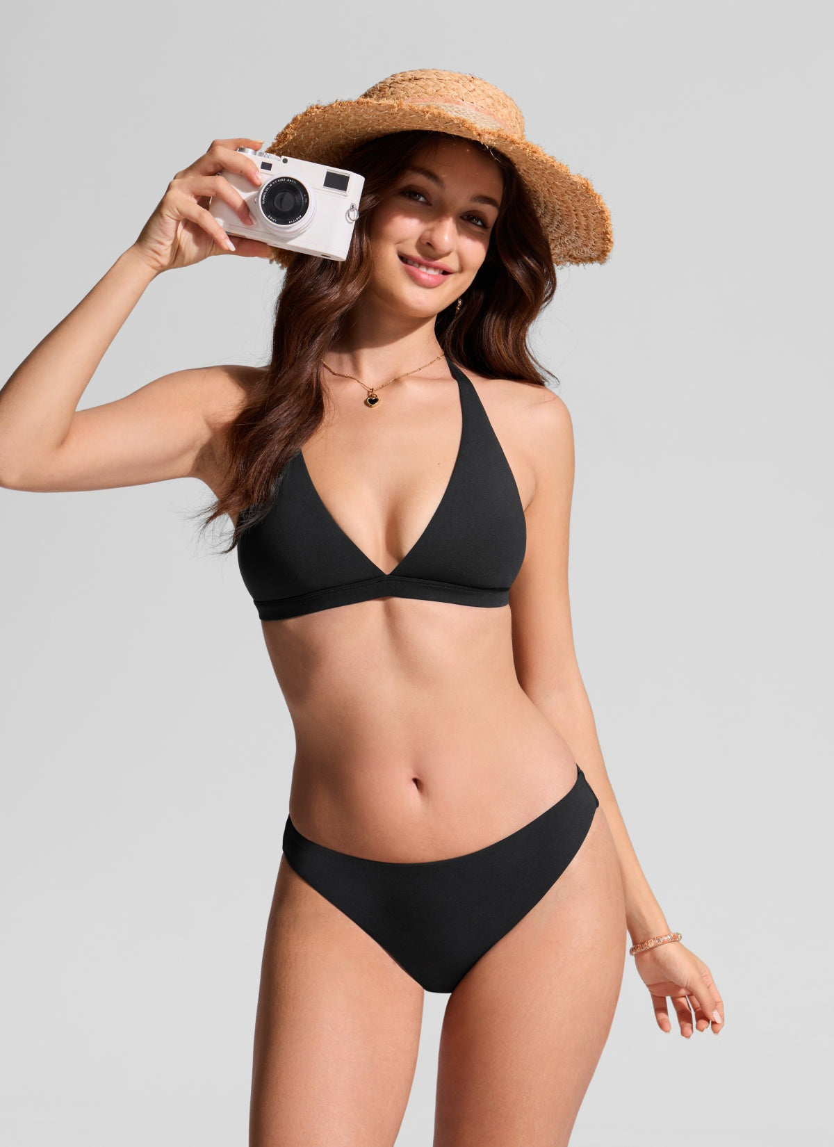 Deep V neck T back Triangle Bikini Top
