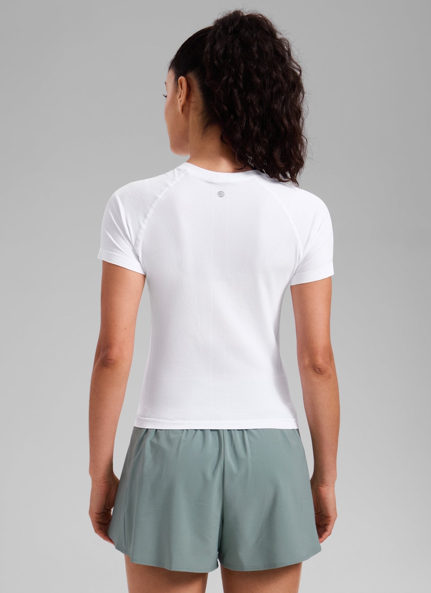 Seamless Waist Length Crewneck Short Sleeve