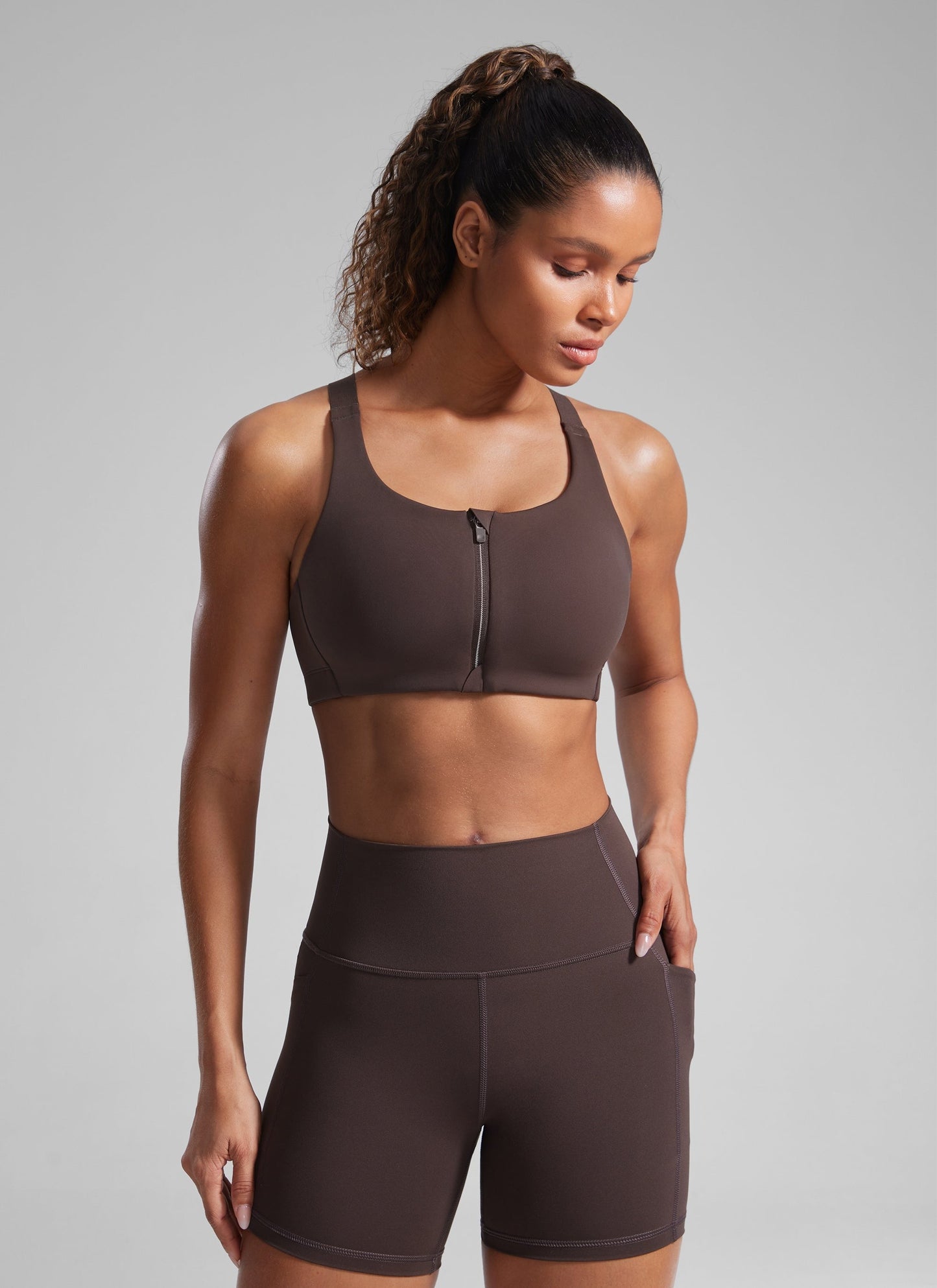Zip Front High Impact Sports Bra