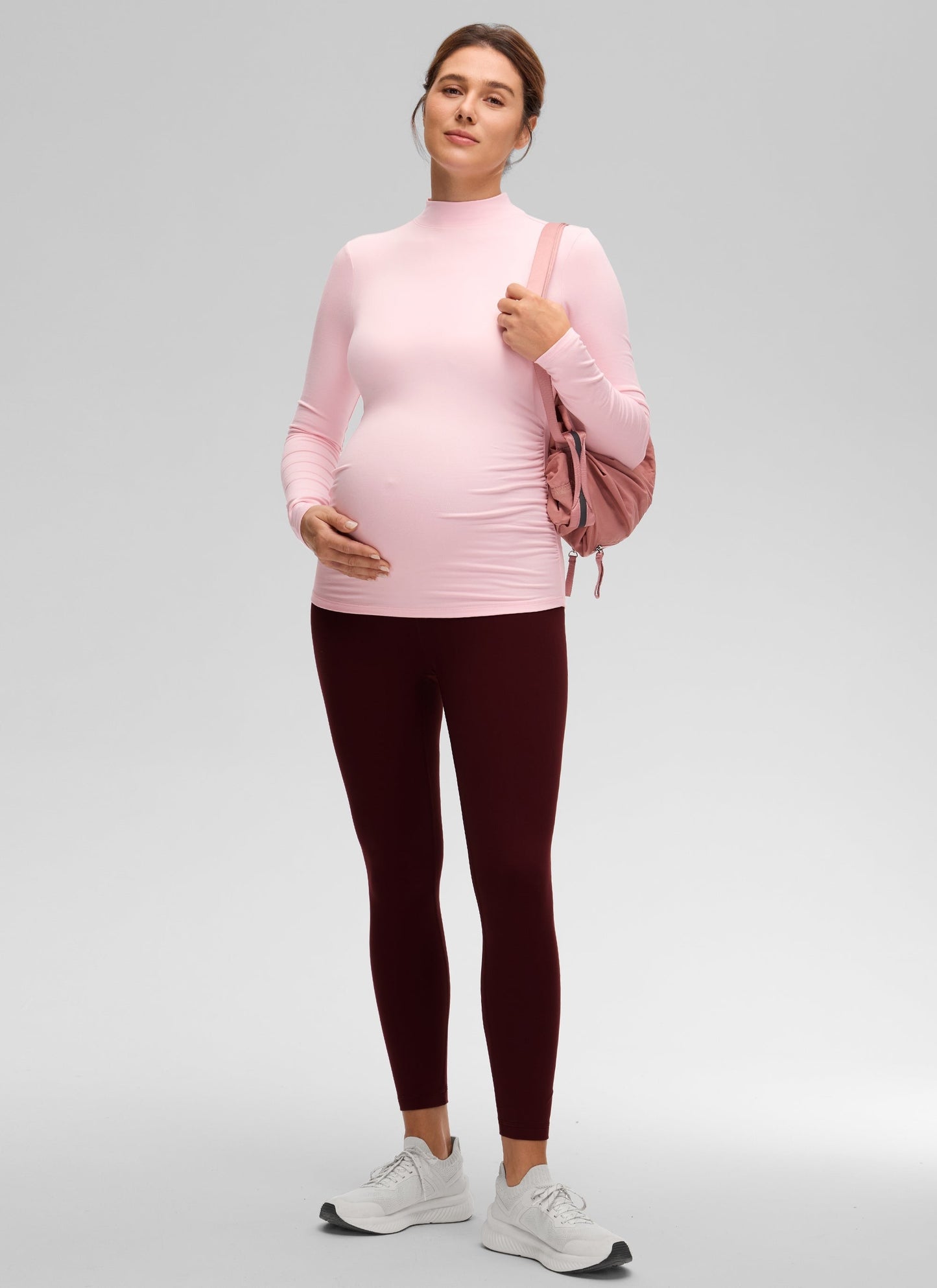 Cloud Jersey Maternity Mock Neck Ruched Shirt