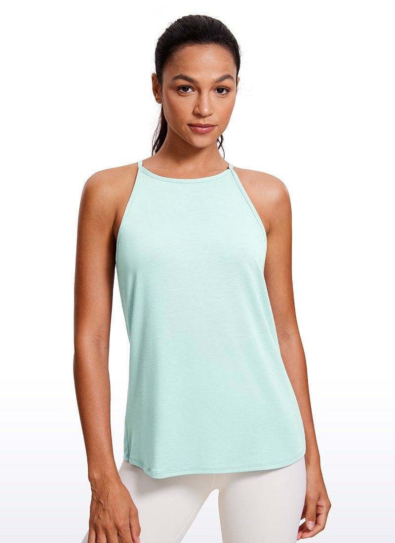 Hip Length High Neck Halter Tank
