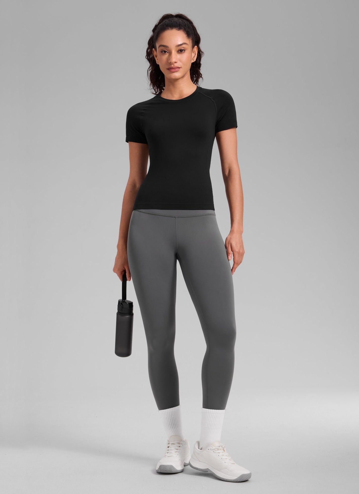 Seamless Waist Length Crewneck Short Sleeve