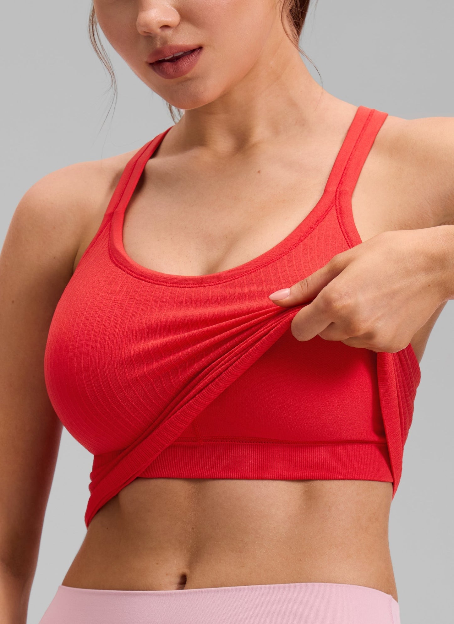 Seamless Racerback Built in Bra Ribbed Tank