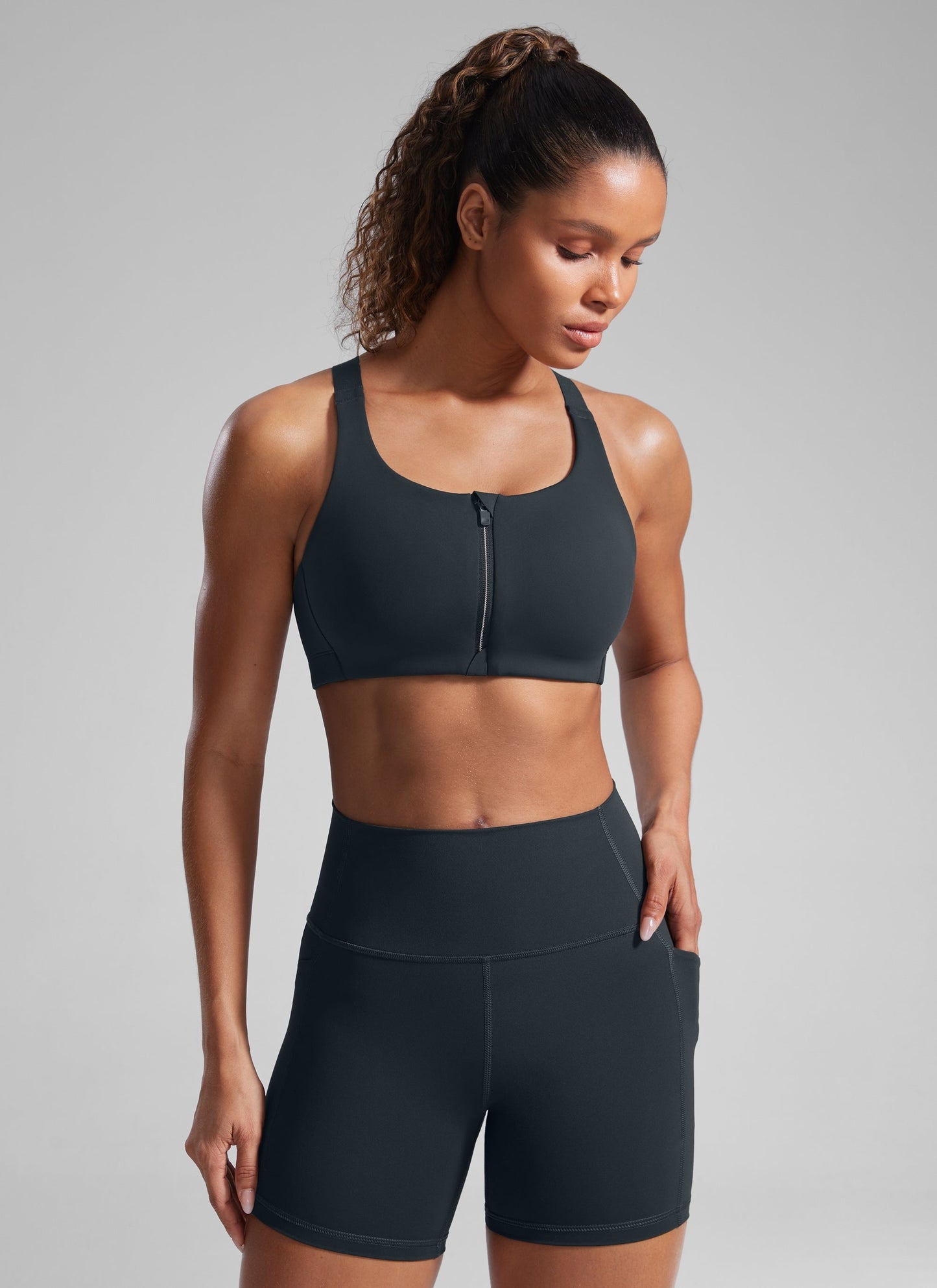 Zip Front High Impact Sports Bra