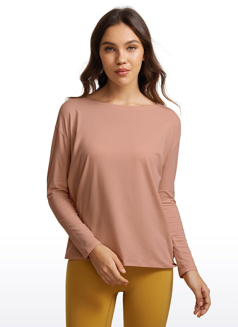 Pima Cotton Boat Neck Long Sleeve