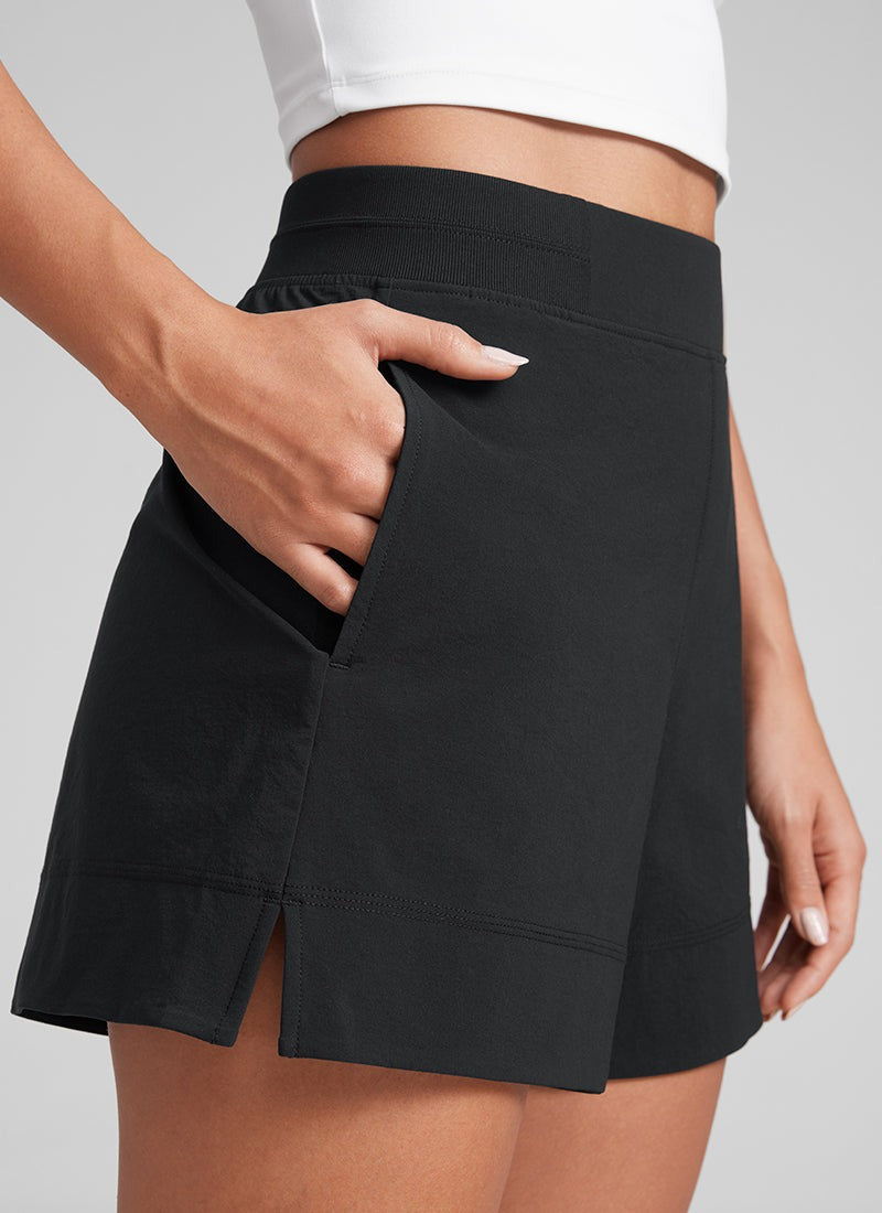 Linerless High Rise V Slit Pocket Shorts 4"