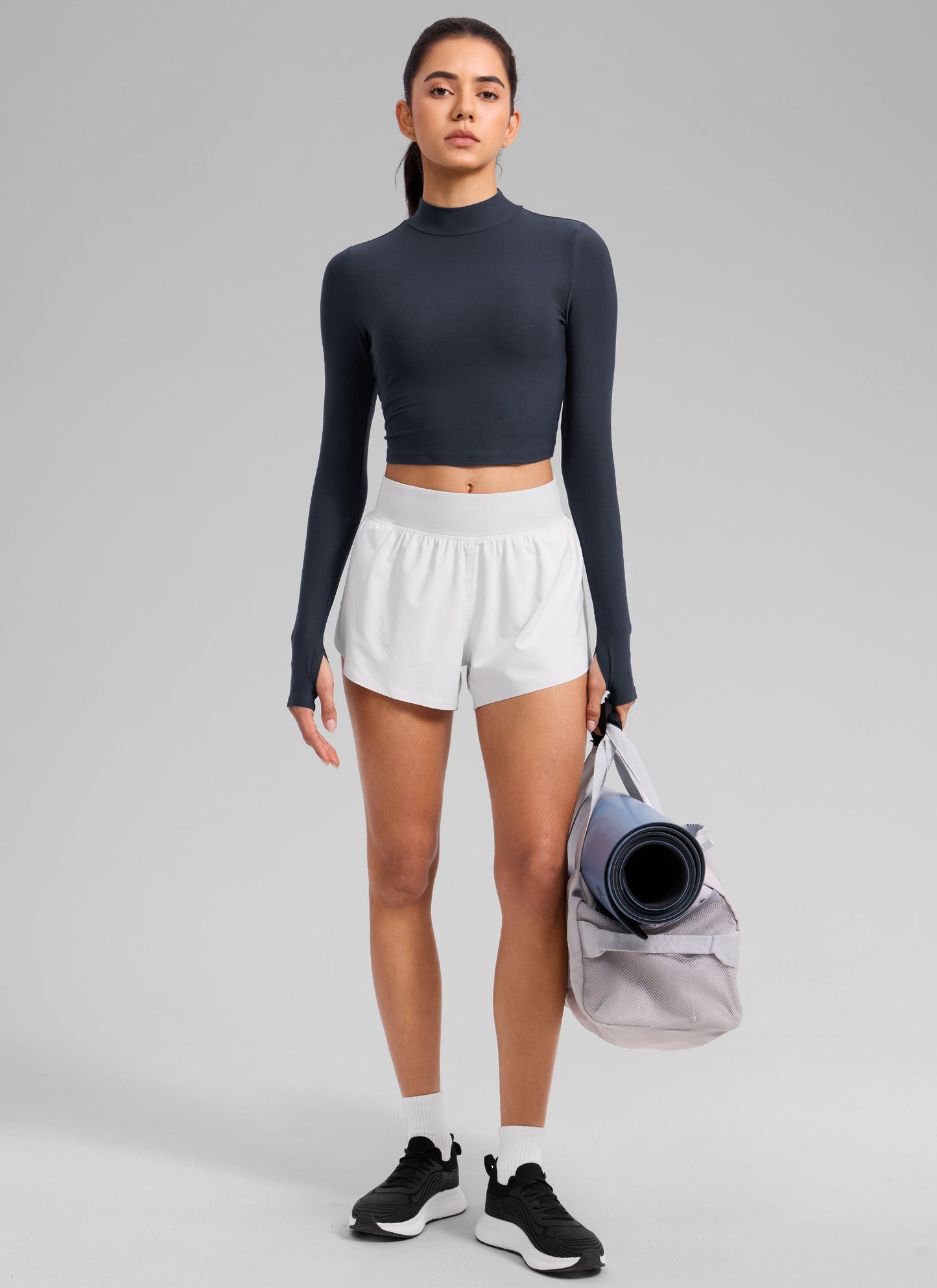 Cloudweight Mock Neck Crop Long Sleeve