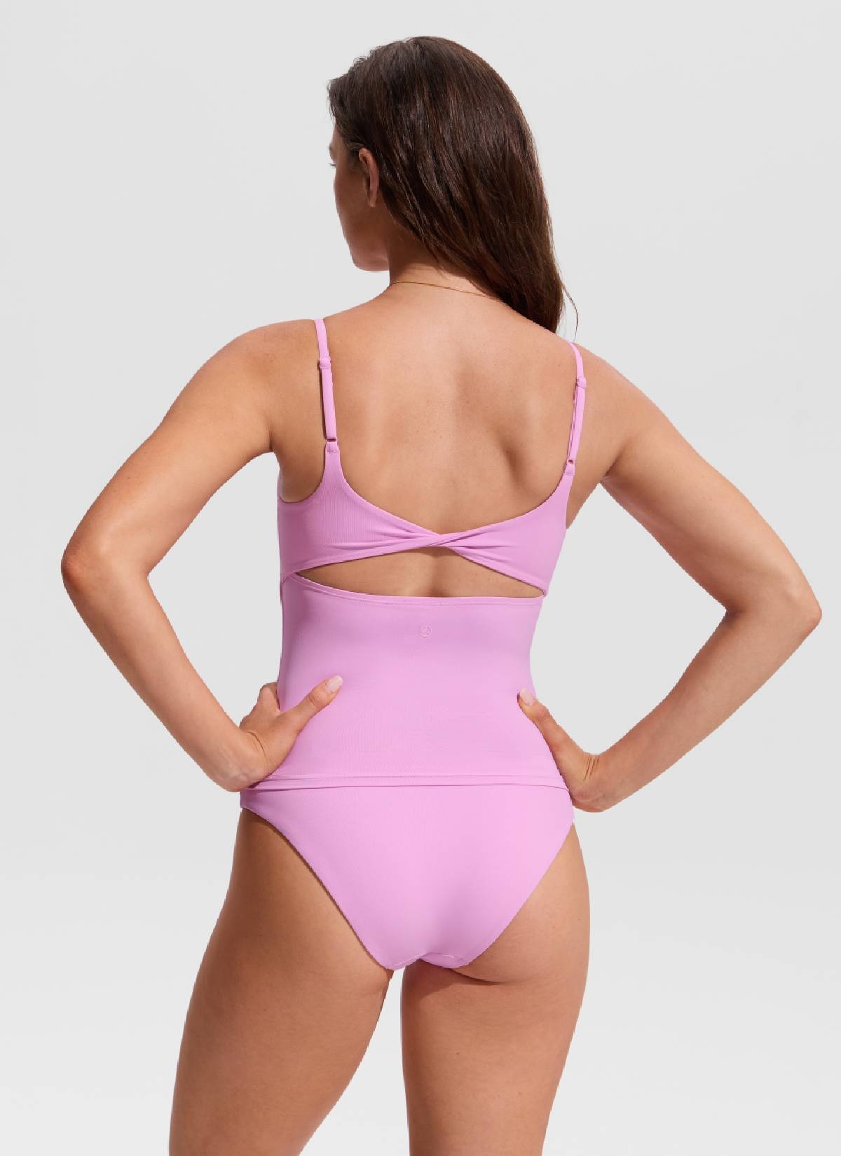 U Neck Twist Back Tankini Top