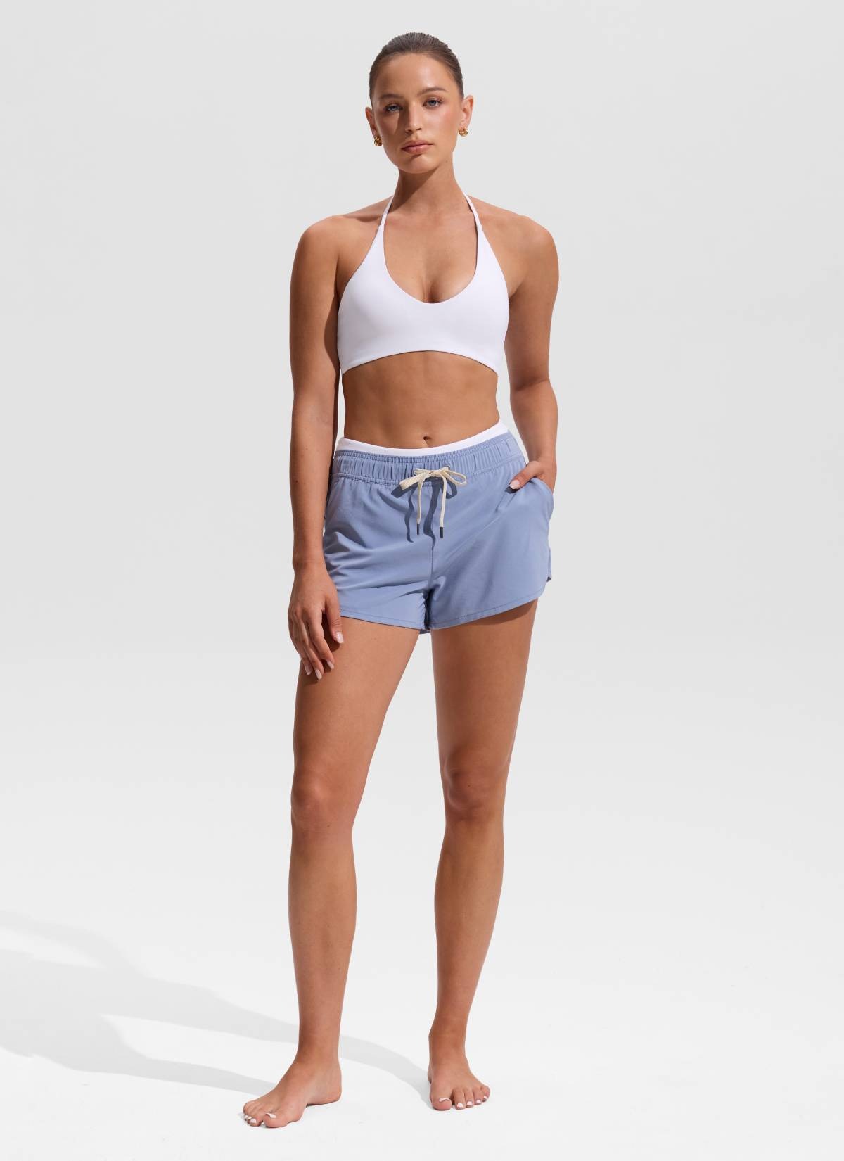 Halter Crewneck Self Tie Bikini Top