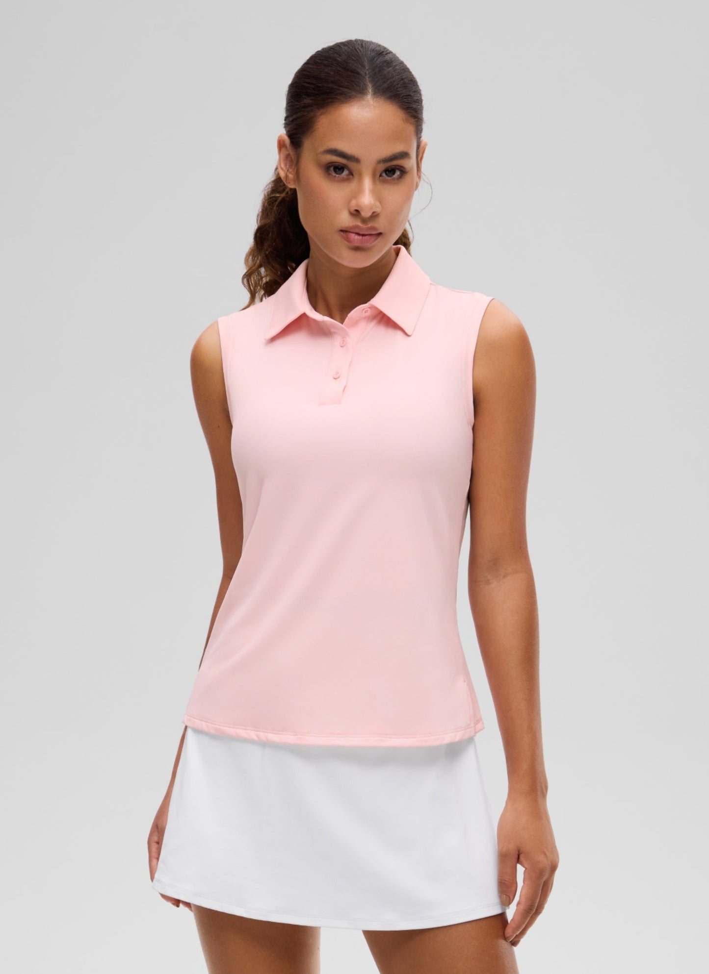 Hip Length Slim Fit Sleeveless Polo