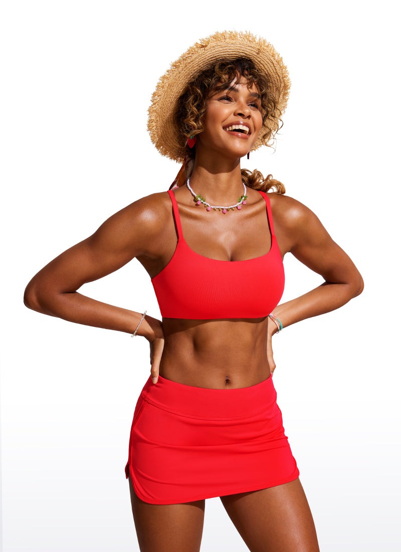 Scoop Neck Adjustable Strap D-DD Bikini Top