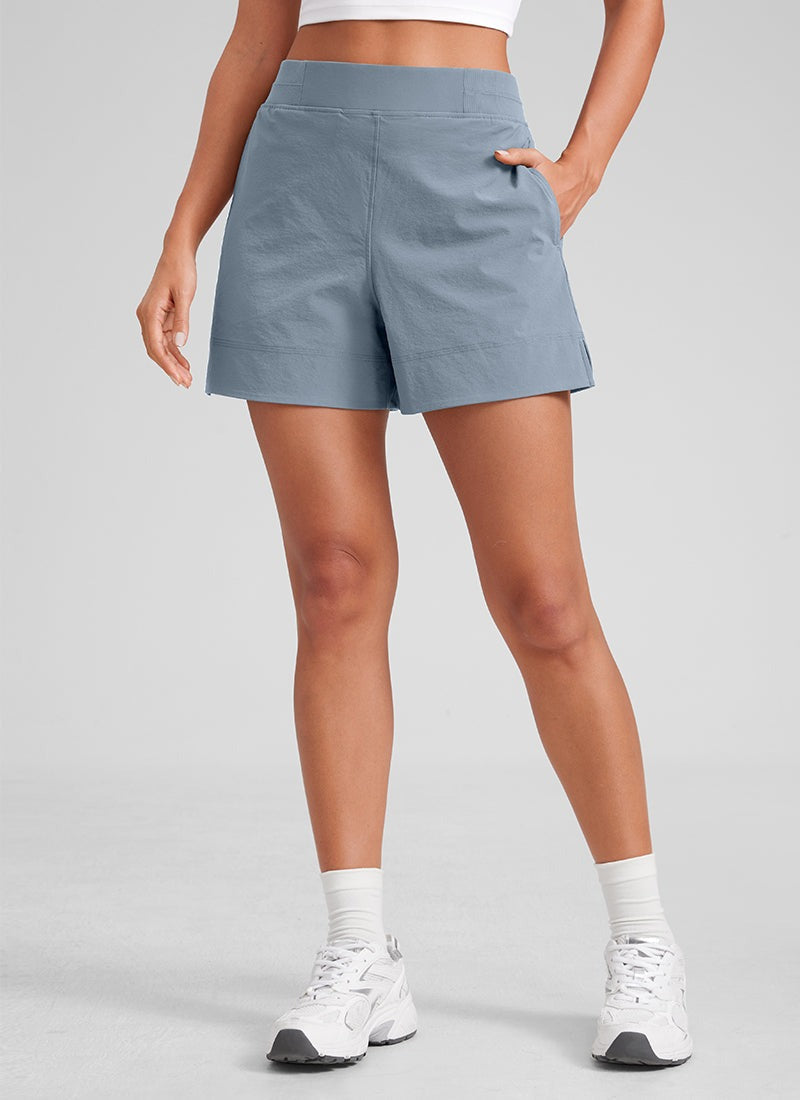 Linerless High Rise V Slit Pocket Shorts 4"