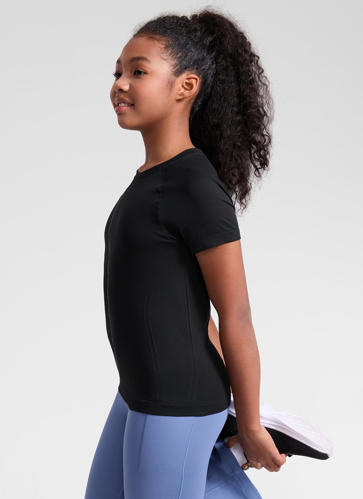 Girls Seamless Hip Length Short Sleeve