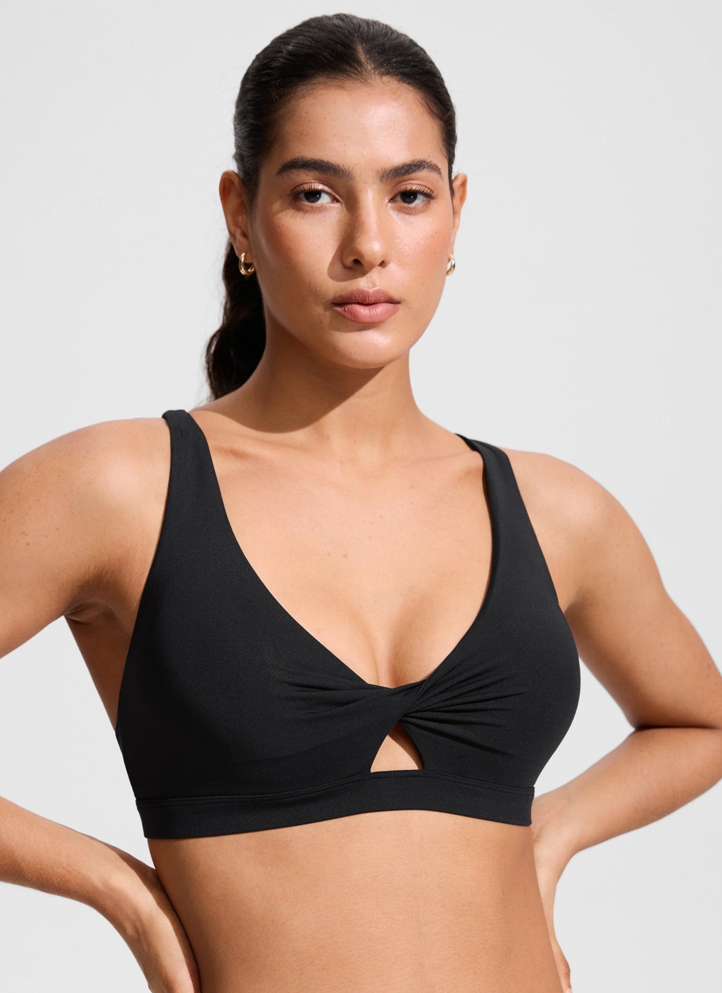 Twist Front Cut Out Cross Back Bikini Top