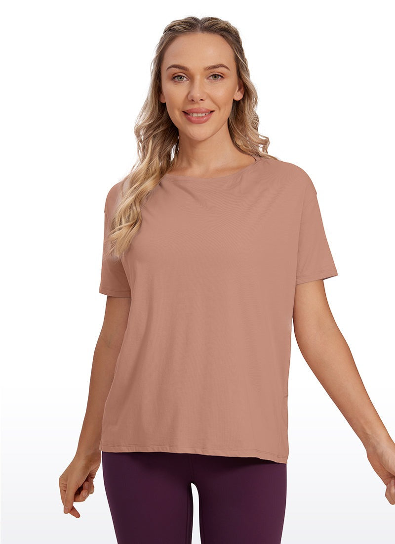 Pima Cotton Boat Neck Short Sleeve