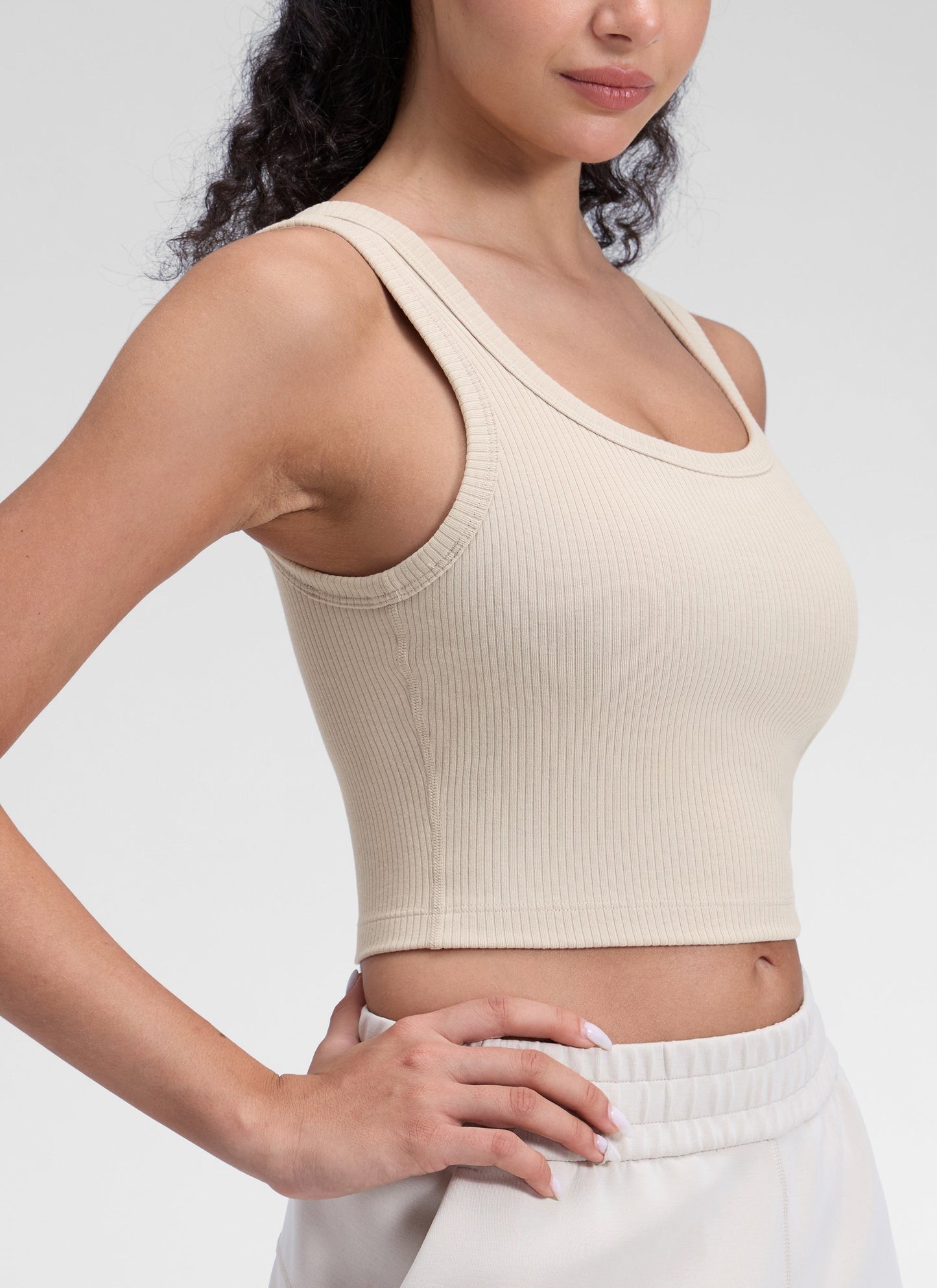 Ribbed U Neck Built in Bra Tank