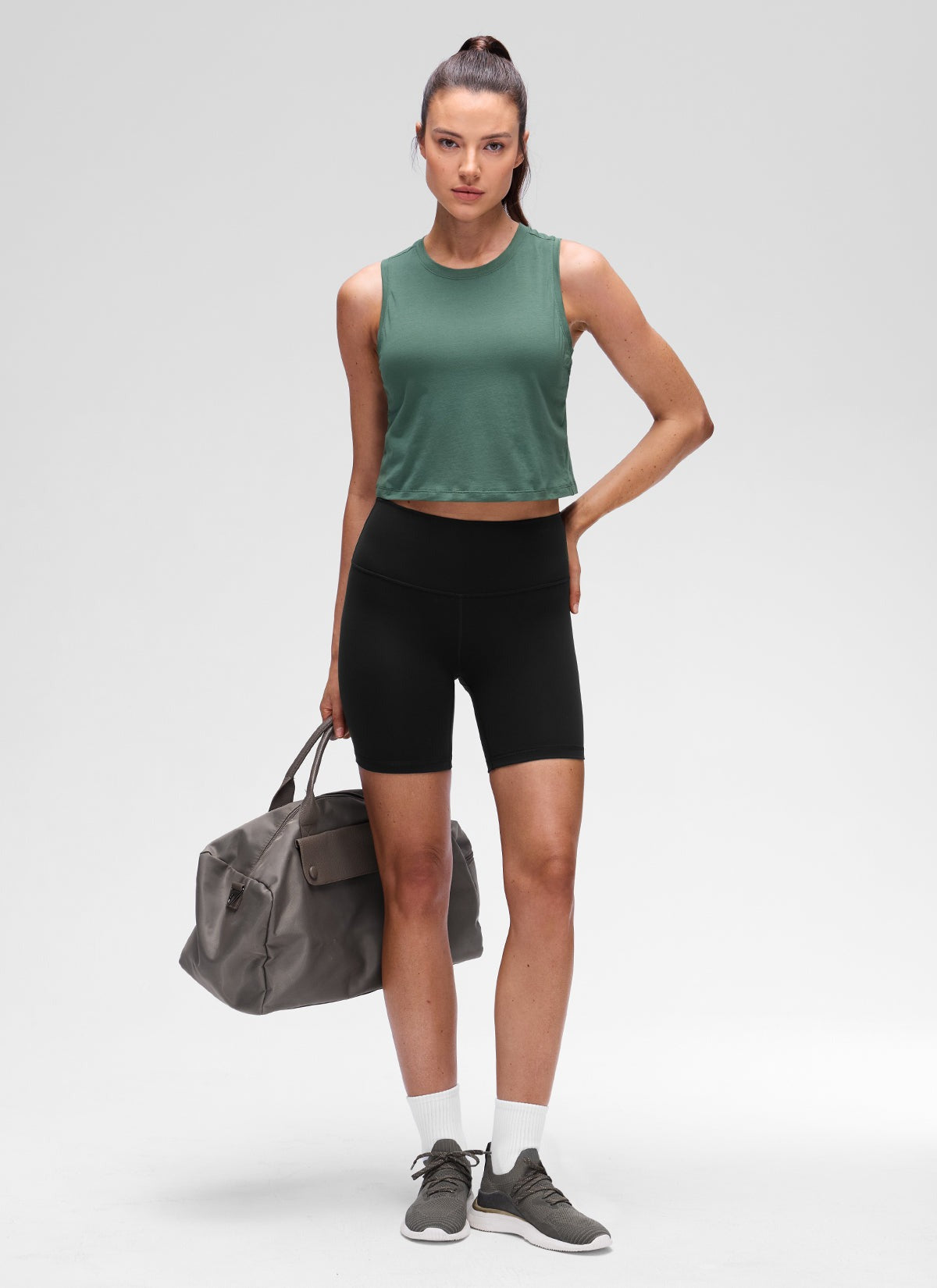 Pima Cotton Crewneck Crop Tank