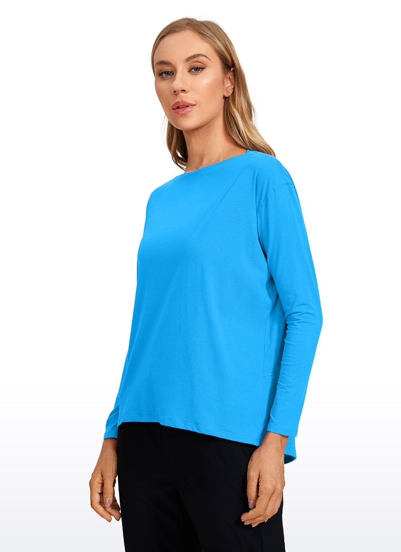 Pima Cotton Boat Neck Long Sleeve