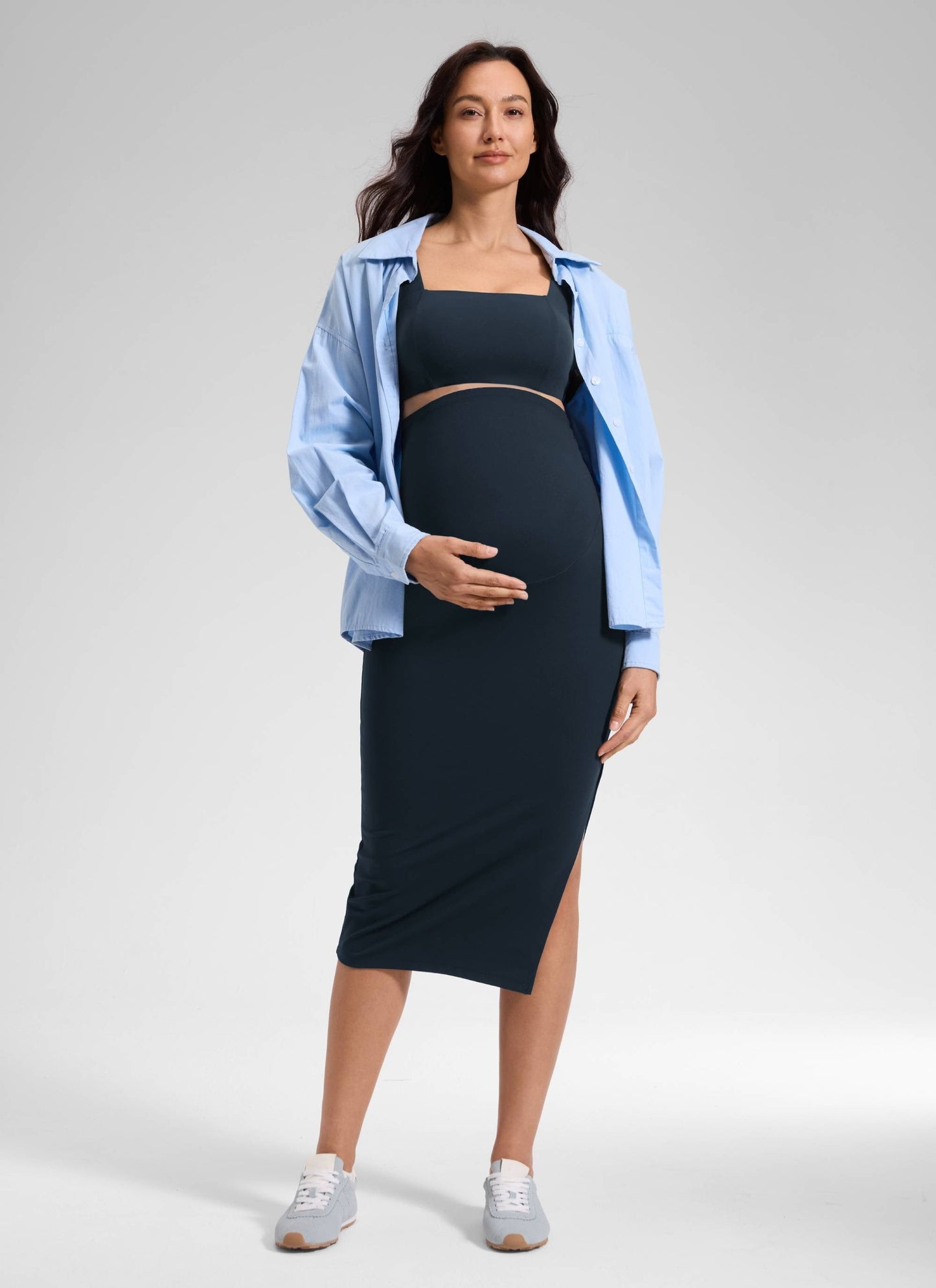 Butterluxe Maternity Midi Slit Skirt