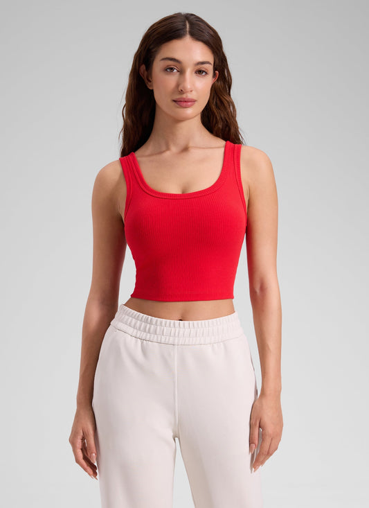 Ribbed U Neck Built in Bra Tank