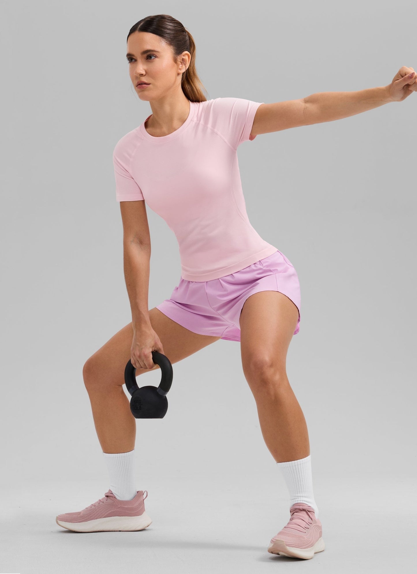 Seamless Waist Length Crewneck Short Sleeve