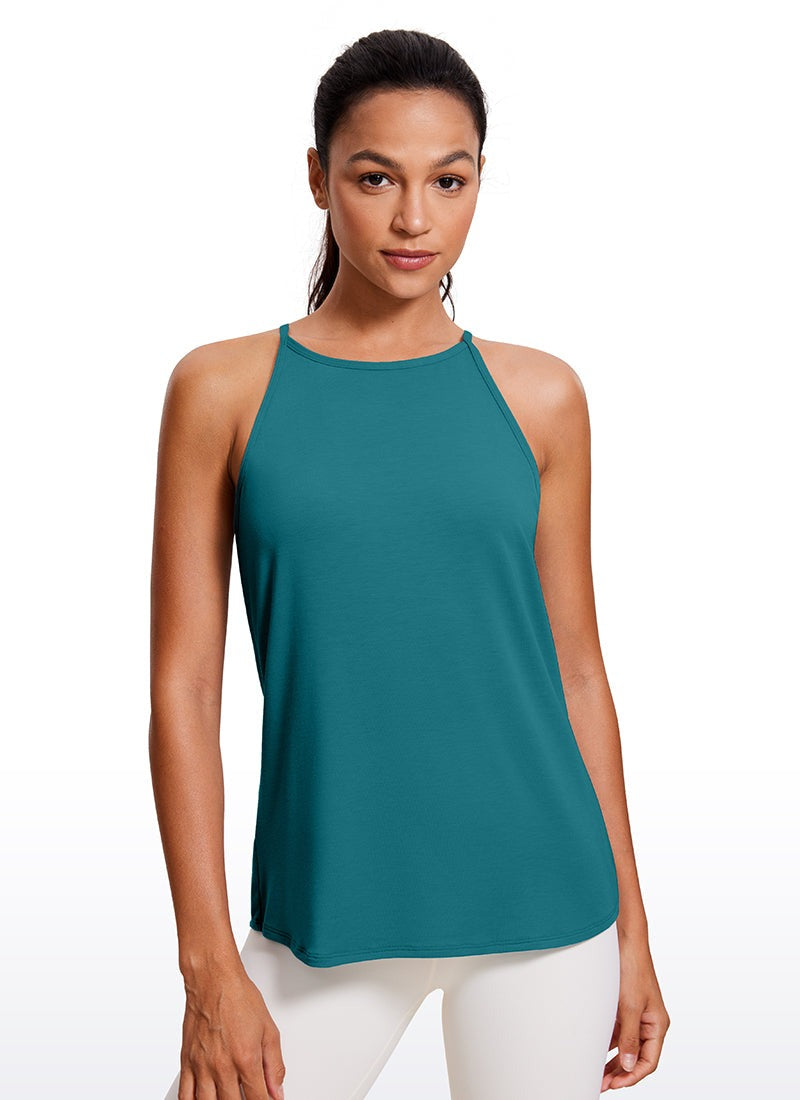 Hip Length High Neck Halter Tank