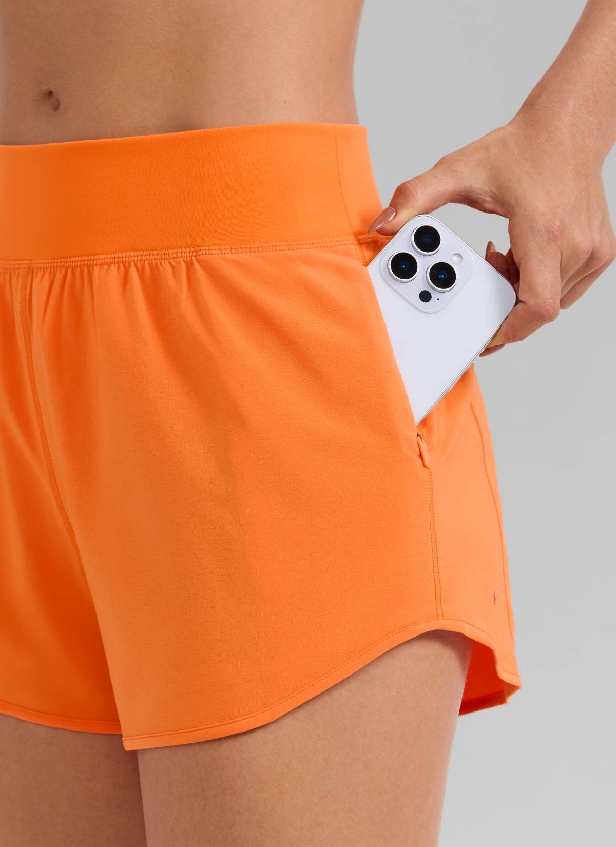 Feathery-Fit Soft Liner Zipper Pocket Shorts 3''
