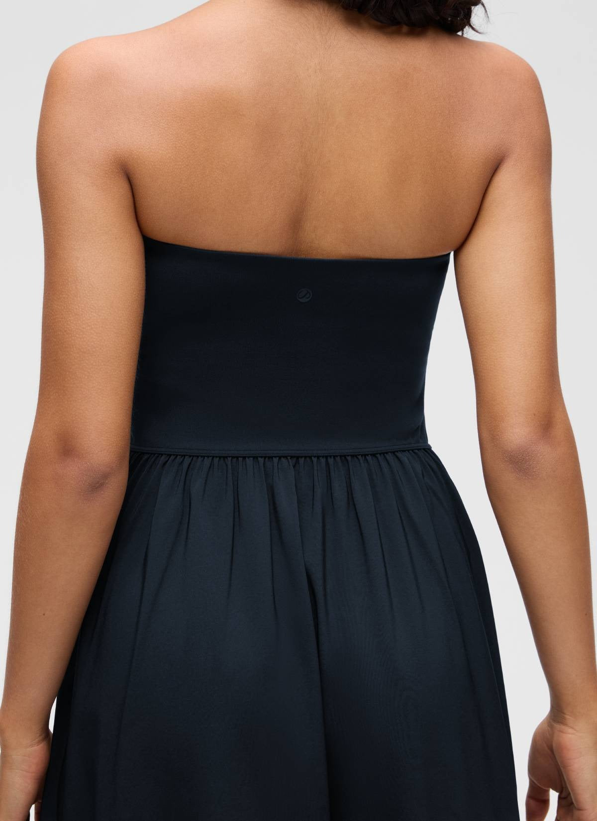 Dual-fabric Strapless Maxi Dress