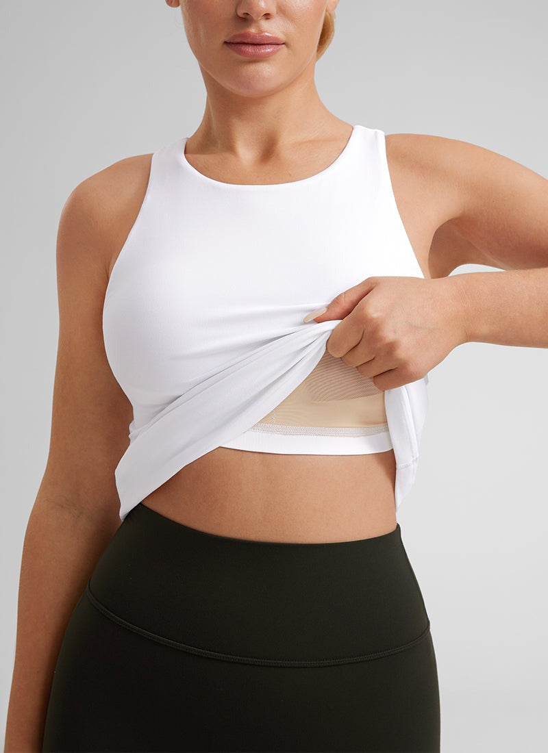Butterluxe Hip Length Built-in Bra Tanks High Neck