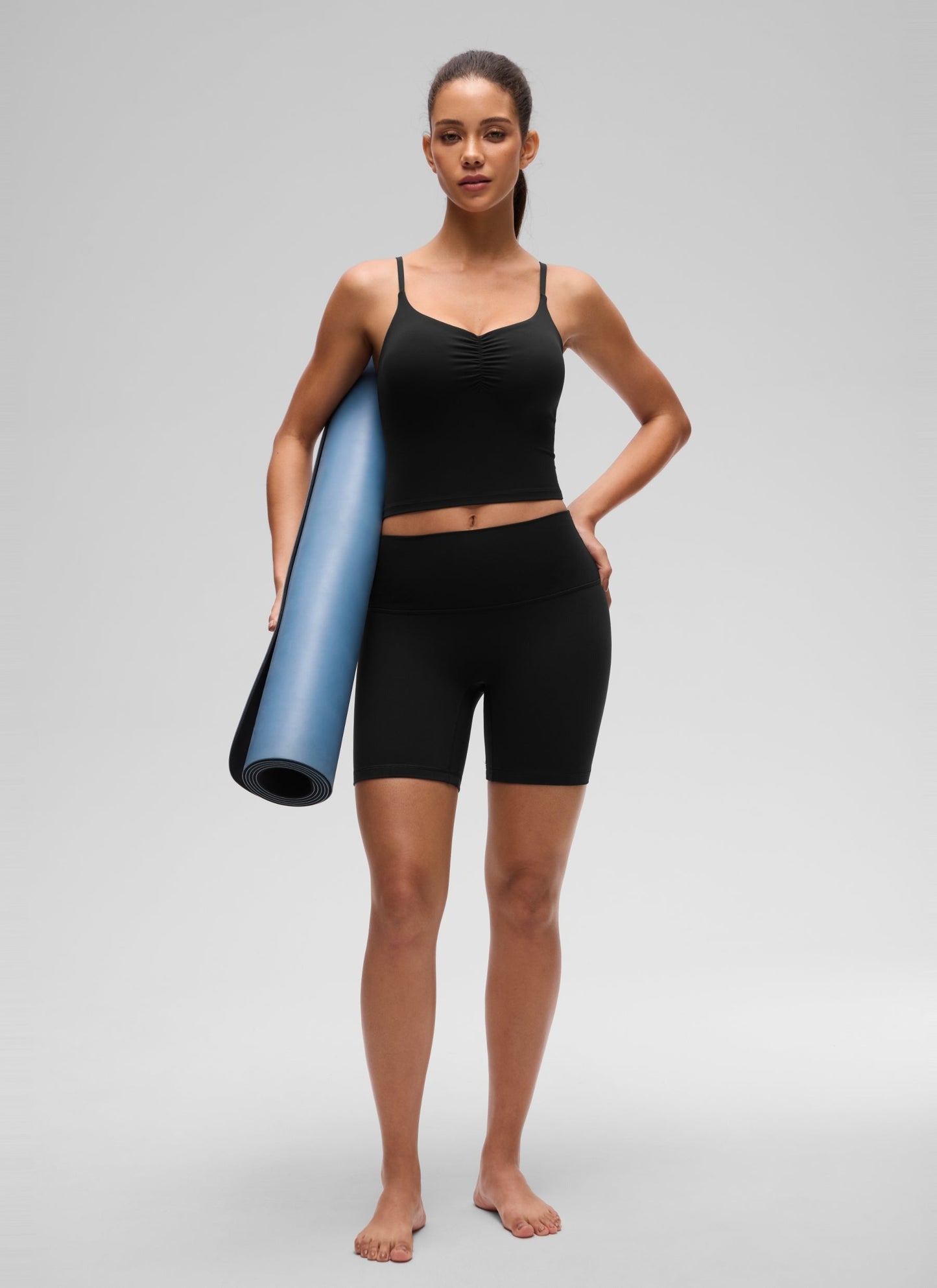 Butterluxe V Neck Ruched Built in Bra Tank