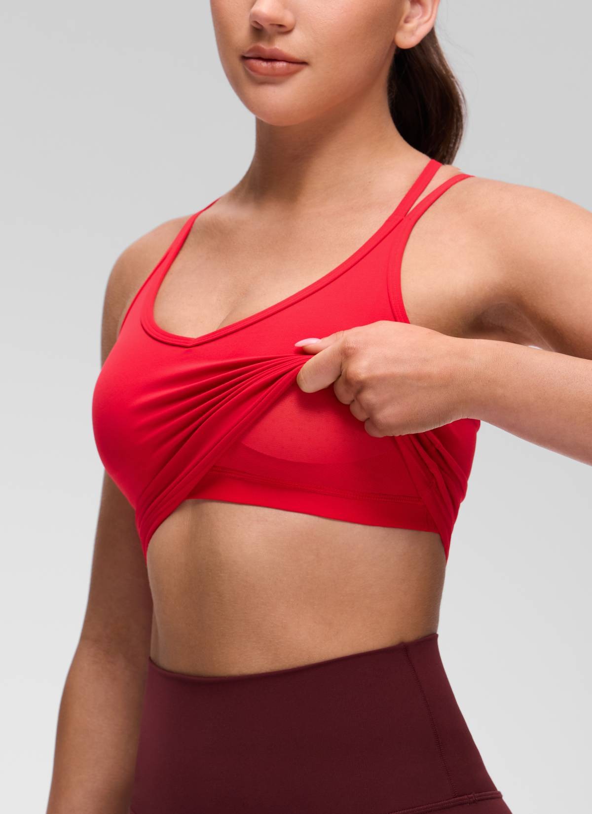Butterluxe V Neck Cross Back Built in Bra Tank