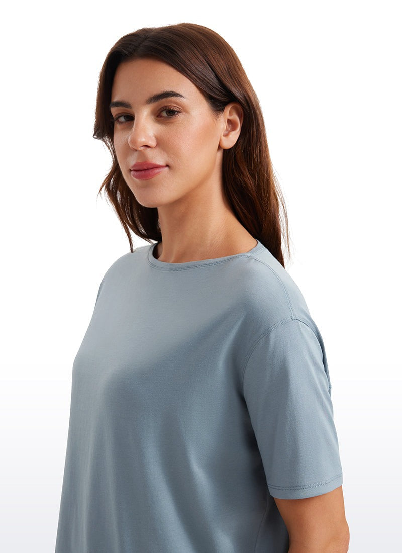 Pima Cotton Boat Neck Short Sleeve