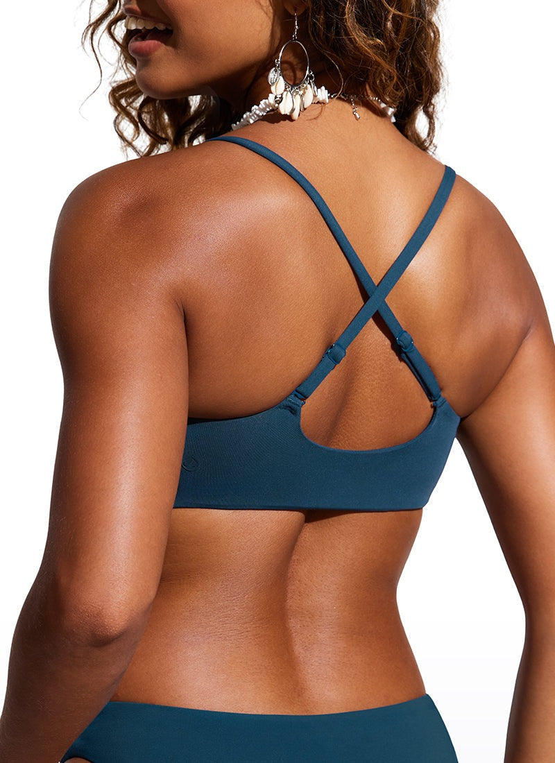 Scoop Neck Adjustable Strap D-DD Bikini Top