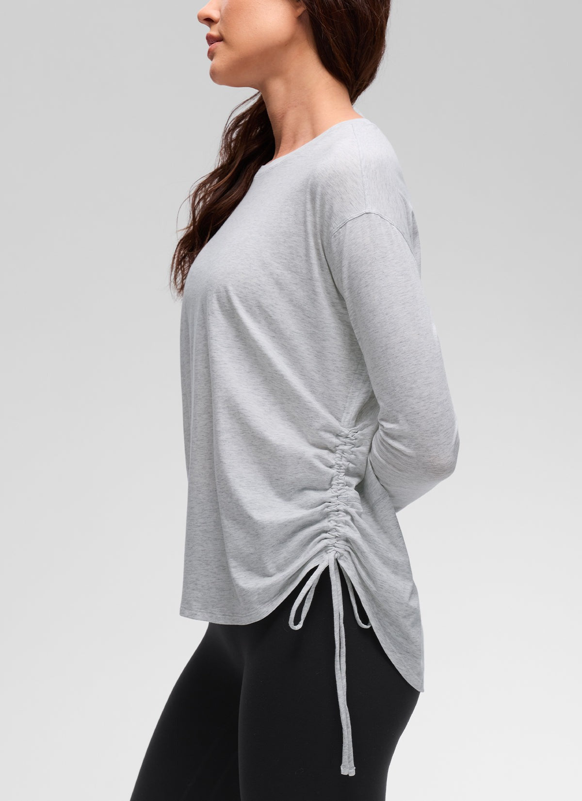 Pima Cotton Hip Length Ruched Long Sleeve