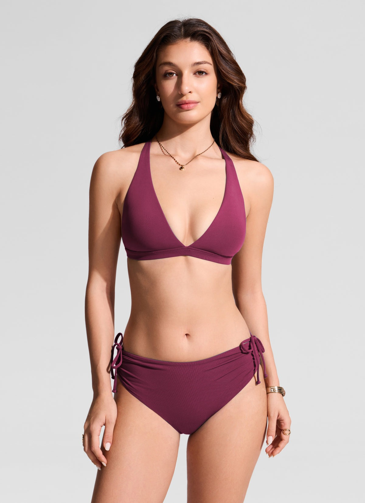 Deep V neck T back Triangle Bikini Top