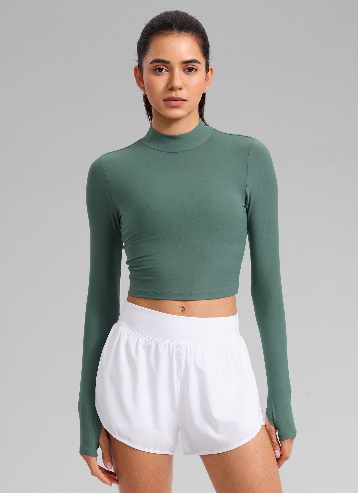 Cloudweight Mock Neck Crop Long Sleeve