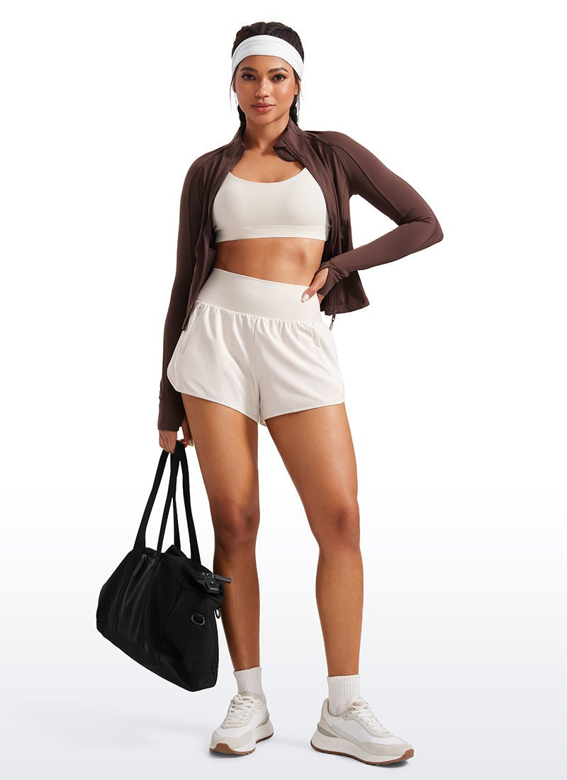 Feathery-Fit Soft Ruffled Trim Shorts 3''