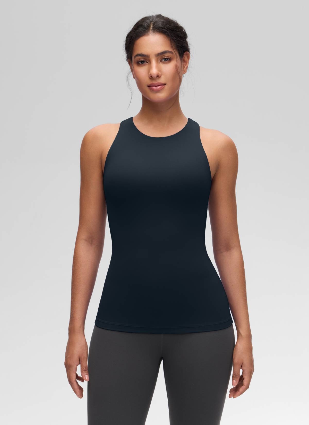 Butterluxe Hip Length Built-in Bra Tanks High Neck