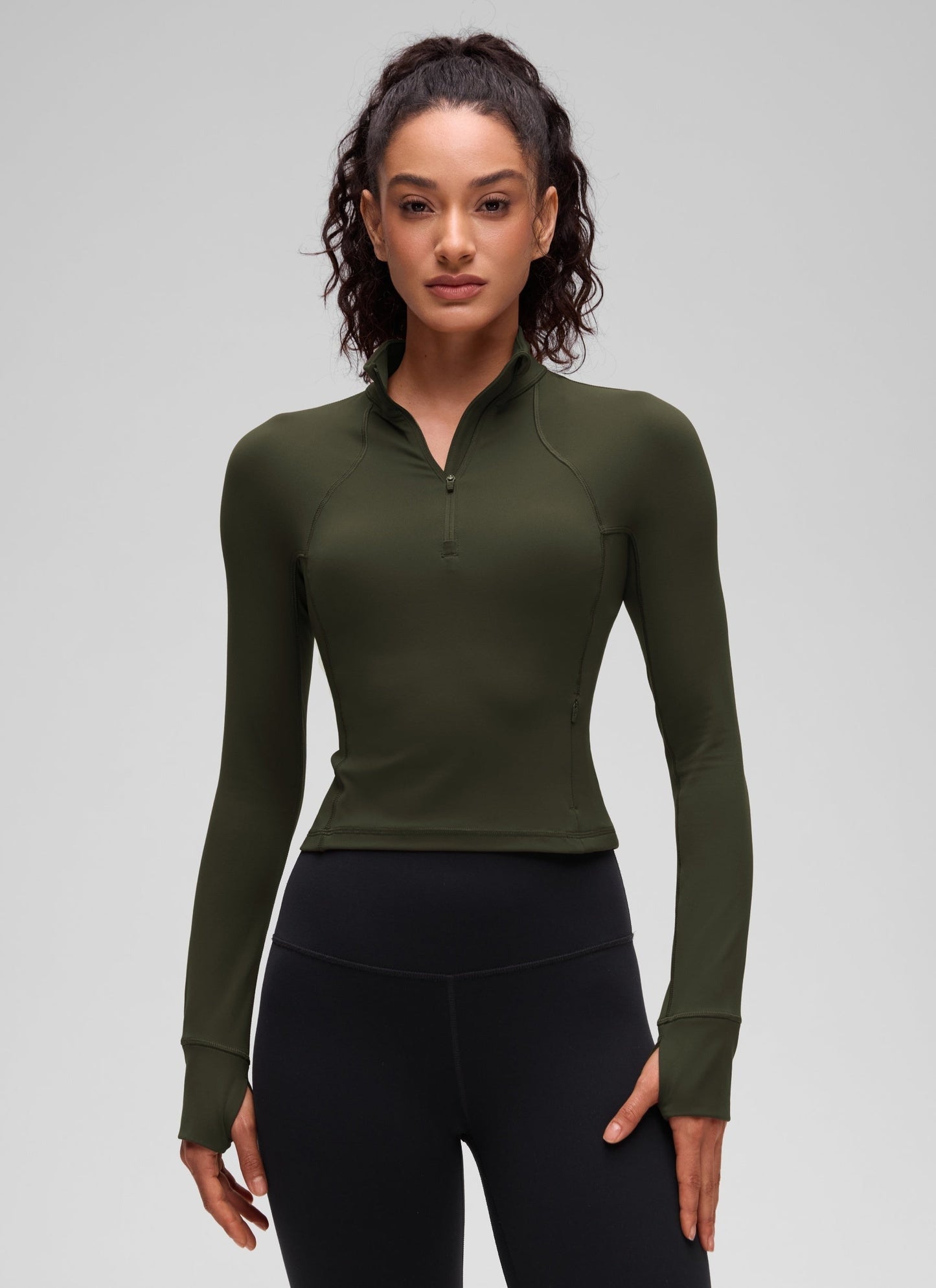 Butterluxe Half Zip Cropped Long Sleeve