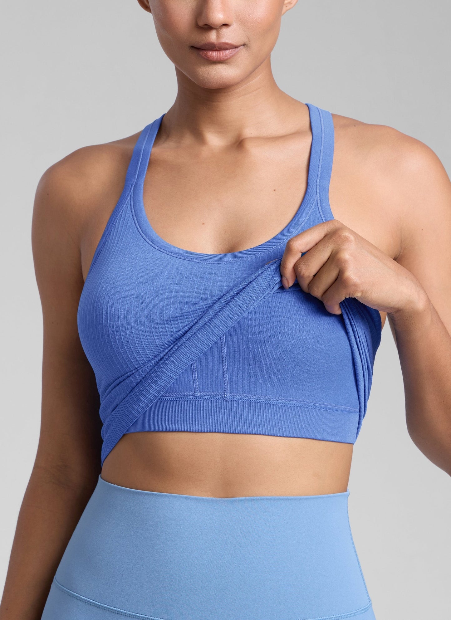 Seamless Racerback Built in Bra Ribbed Tank