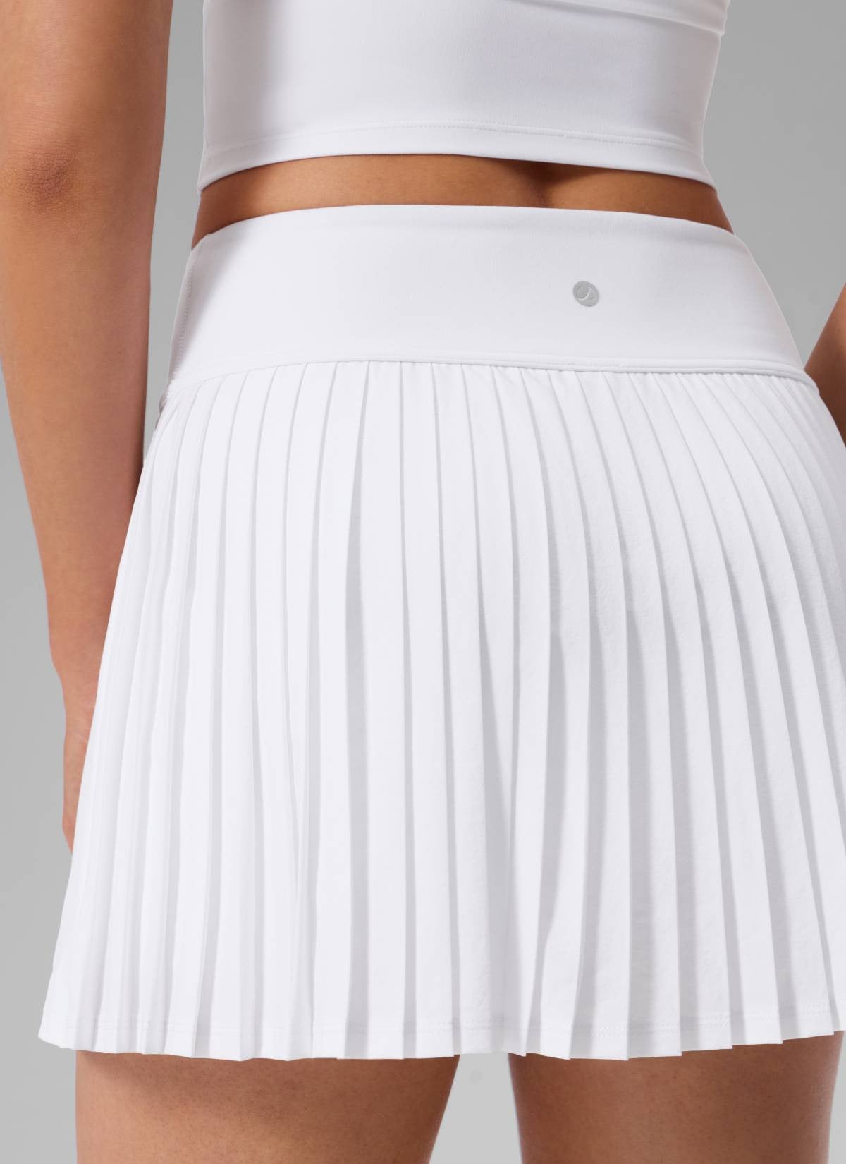 Dual-fabric Pleated Back Mini Tennis Skirt