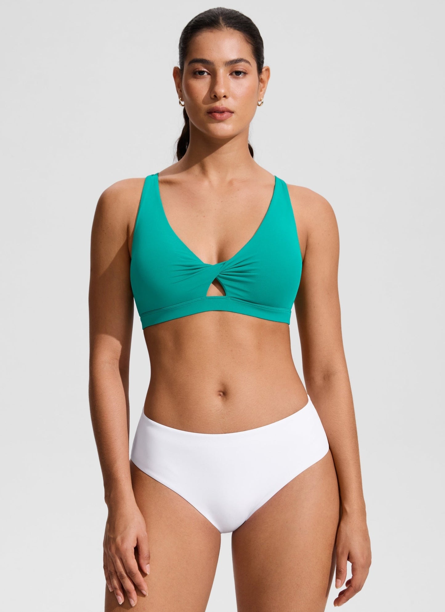 Twist Front Cut Out Cross Back Bikini Top