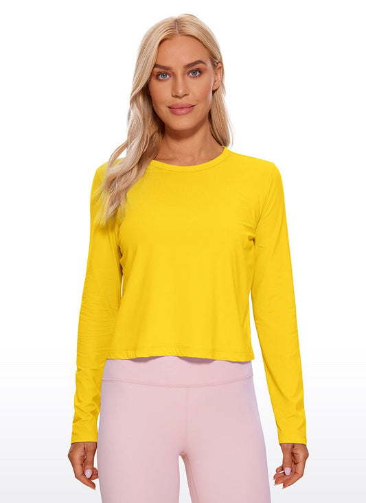 Pima Cotton Cropped Classic Fit Long Sleeve