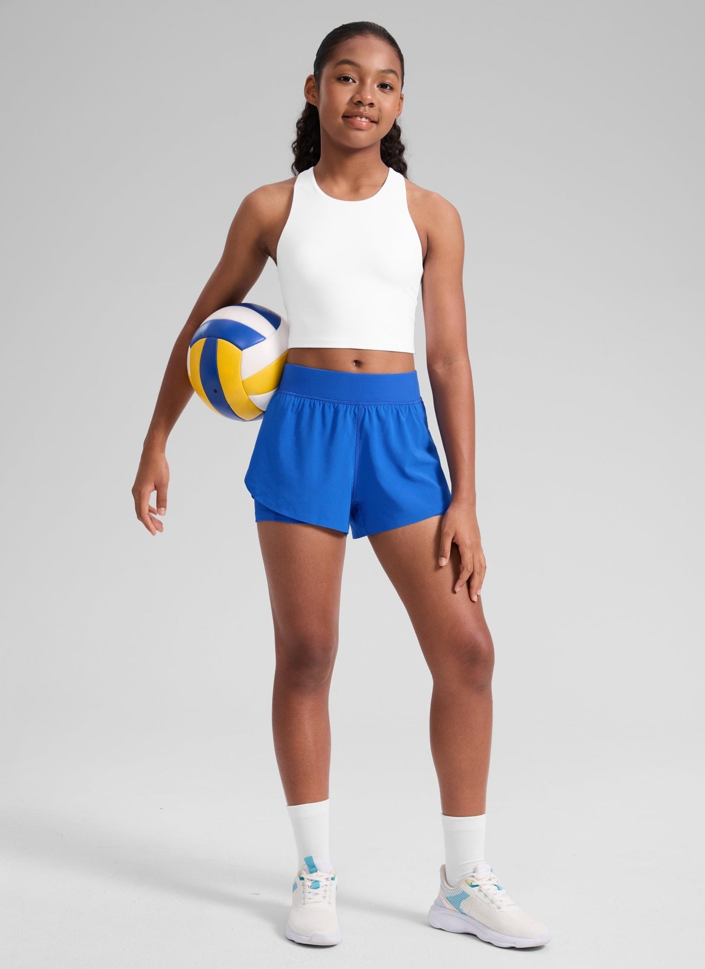 Feathery-Fit Soft Girls 2 in 1 High Rise Dolphin Lined Shorts 2.5''