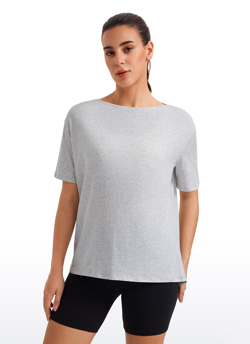 Pima Cotton Boat Neck Short Sleeve