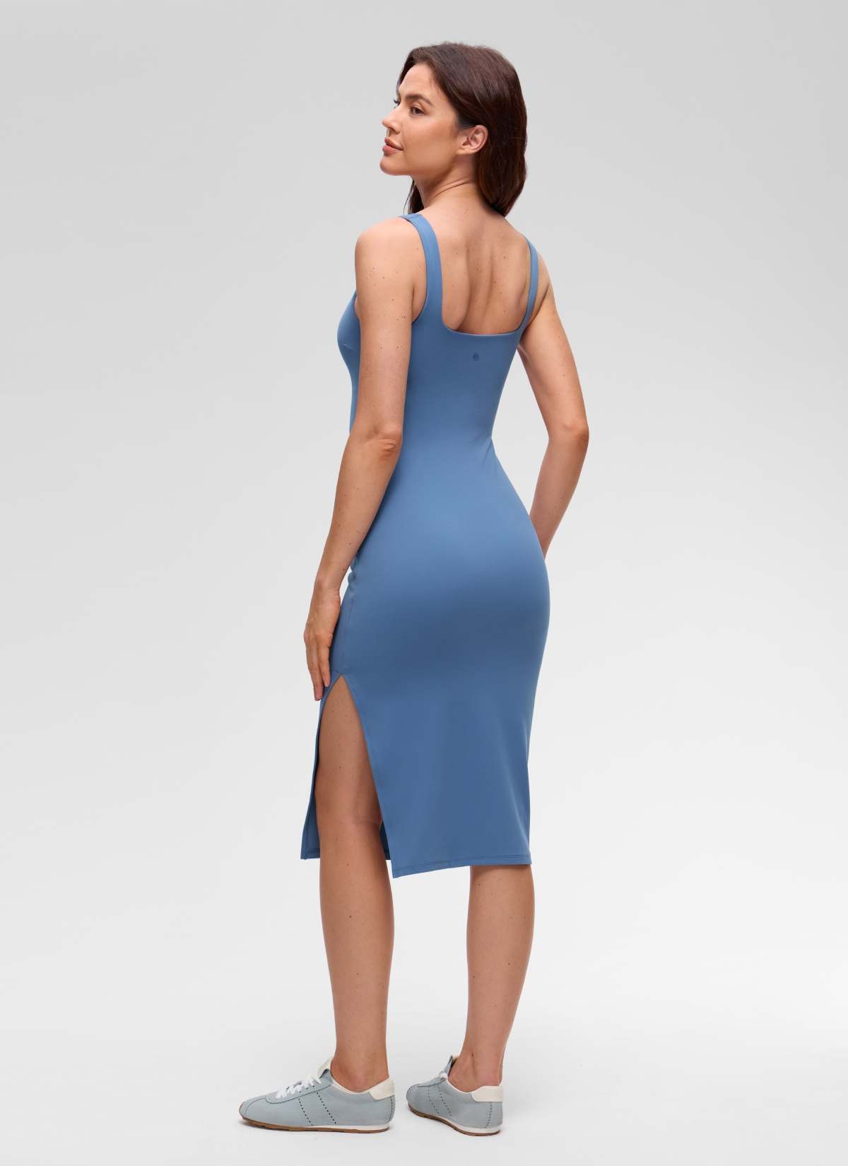 Butterluxe Square Neck Side Split Midi Dress