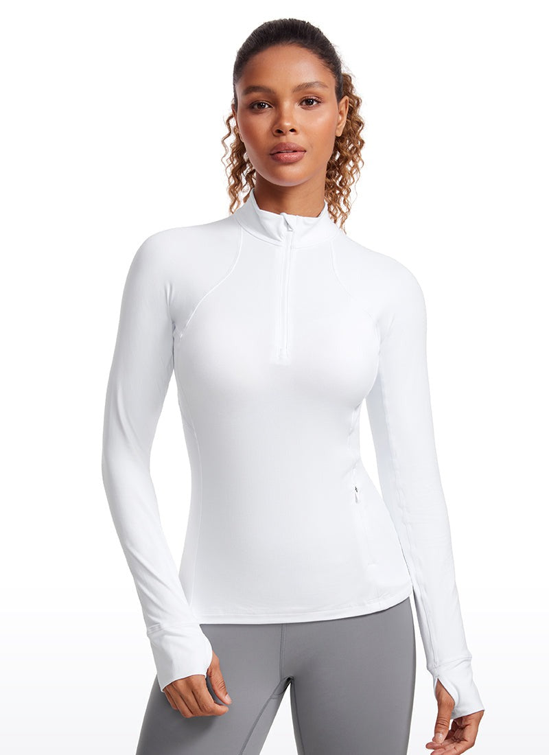 Brushed Thumbhole Half Zip Long Sleeve