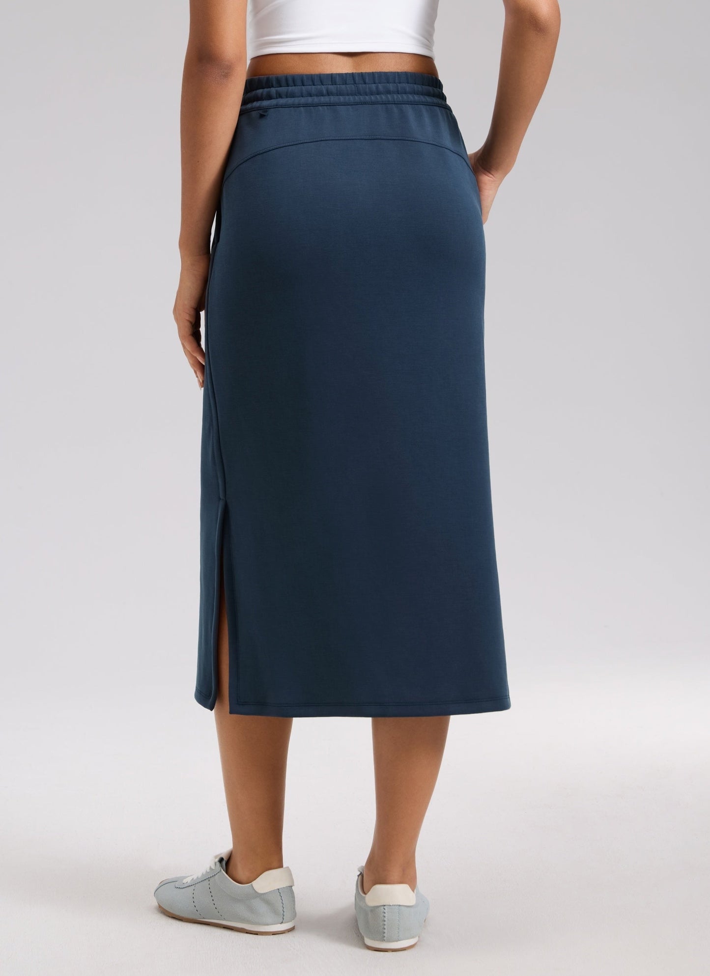 SoftAura Side Slit Hem Midi Pencil Skirt