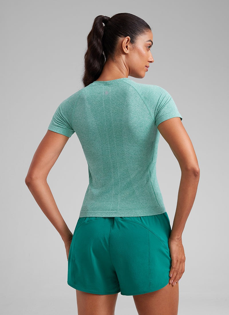 Seamless Waist Length Crewneck Short Sleeve
